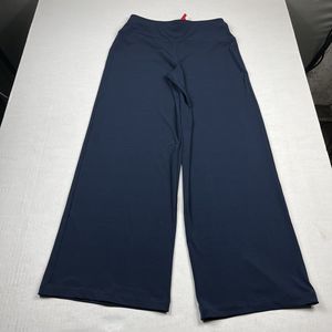 Spanx Womens Wide Leg Yoga Pants Blue Shaping Stretch Pull On Bottoms SMALL